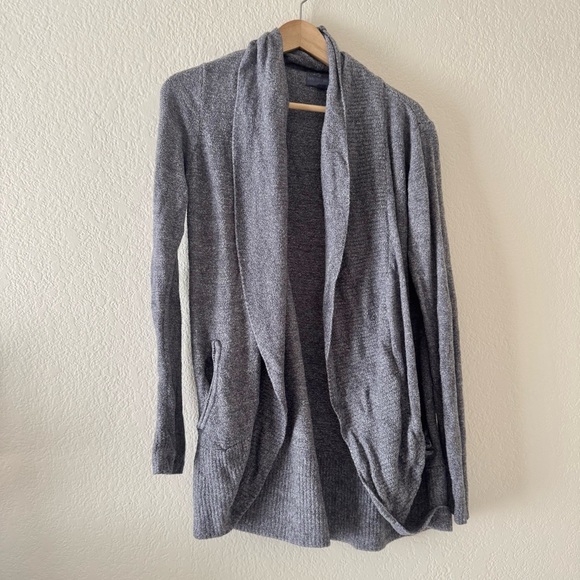 BAREFOOT DREAMS Cozychic Lite Circle Cardigan Size M Graphite Gray Soft Pocket - Picture 2 of 4